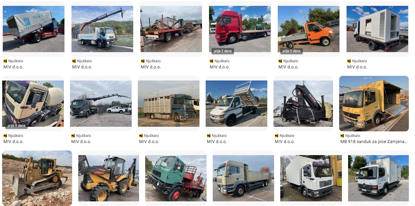 MIV prodaja i otkup kamiona i građevinskih strojeva Prodaja i otkup kamiona i građevinskih strojeva